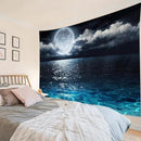 LB Blue Ocean Moon Tapestry White Cloud and Full Moon Over Ocean Tapestry Wall Hanging Fantasy Night Sky Wall Art for Bedroom Living Room Dorm Wall Decor,80 x 60 Inches by CozyNest Decor