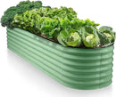 9-in-1 Galvanized Steel Raised Garden Bed // 8×2×1.5 ft Modular Planter for Gardening, Vegetables, Flowers // 18" Tall Metal Raised Garden Beds Outdoor (Light Green) // Patented Design Planter Box by GreenHaven Gardens