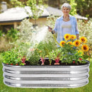 Galvanized Raised Garden Bed Outdoor - 4×2×1ft Planter Raised Beds for Gardening | Oval Metal Garden Planter Box with Safety Edging and Gloves for Vegetables Fruits and Flowers (Silver) by GreenHaven Gardens