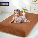 COMAX Kids Bean Bag Chair Turn into Beanbag Bed, Toddler Bean Chair Corduroy for Girl Boy Sleeping, Lazy Children Bean Bags with Filler, Convertible Child Floor Mattress, Orange by TinyTreasures Baby Boutique