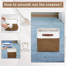 Collapsible Fabric Storage Cubes 11x11 Cube Storage Bins, 4 Pack Closet Baskets Box with Handles for Organizing, Shelf, Toys, Clothes, Home, Office, Nursery (Brown&White) by CozyNest Decor