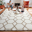 ONASAR Large Area Rugs for Living Room, 7x10 White and Beige Bedroom Rug, Washable Geometric Boho Soft Plush Shaggy Fuzzy Floor Carpet Mat for Nursery Kids Girls Boys Teen Dorm Home Decor by TinyTreasures Baby Boutique