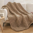 WESHIONGOO Chunky Knit Blanket Throw 50"×60" Knitted Throw Blankets for Couch Bed Fluffy Soft Blanket with Jumbo Chenille Yarn Thick 100% Handmade (Brown) by CozyNest Decor
