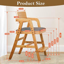 Solid Wood High Chair for Toddlers to Teens, Adjustable Height Toddler Dining Chair, Easy to Clean Toddler Highchair with Removable PU Cushion for Dining, Studying, Step Tool, Natural by TinyTreasures Baby Boutique