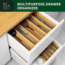 ROYAL CRAFT WOOD Luxury Bamboo Kitchen Drawer Organizer - Silverware Organizer - Utensil Holder and Cutlery Tray with Grooved Drawer Dividers for Flatware and Kitchen Utensils (5 Slot, Natural) by CozyNest Decor