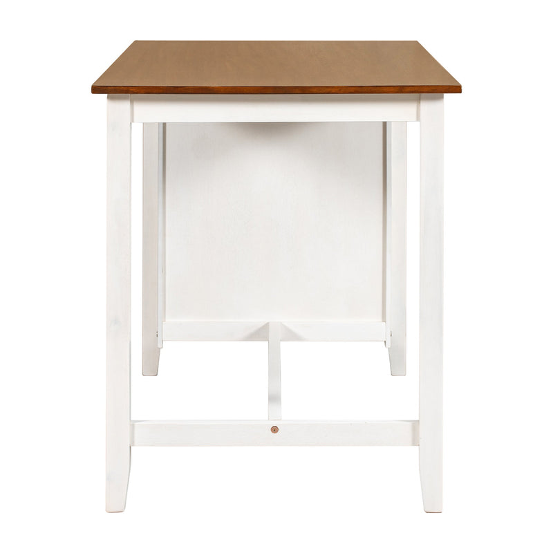 5 Pieces Counter Height Rustic Farmhouse Dining Room Wooden Bar Table Set with 4 Chairs, White