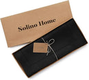 Solino Home Linen Black Table Runner 108 Inches Long - 100% Pure Linen 14 x 108 Inch Table Runner for Fall, Autumn, Halloween, Thanksgiving - Classic Hemstitch by CozyNest Decor
