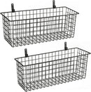 2 Sets Extra Large Hanging Wall Basket, Black Metal Wire Baskets with Steel Hooks for Organizing, WallmountedFruit Vegetable Toy Snack Storage, Home Kitchen Bathroom Laundry Pantry Organizer by GreenHaven Gardens