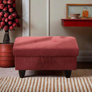 Ottoman Rectangular Storage Ottoman Bench, Flannel Footrest Stool Footstool with Lid for Living Room, Bedroom, Entryway, Red, 28.5"x19"x17.5" by CozyNest Decor