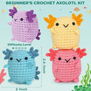 Crochetta Crochet Kit for Beginners, Crochet Starter Kit w Step-by-Step Video Tutorials, Beginner Crochet Kit for Adults Kids Women Men Complete Kit Included (4 Mini Axolotls) by TinyTreasures Baby Boutique