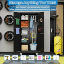 Garage Storage Cabinet with Wheels and 5 Pegboard, 71" H Metal Storage Cabinets with 2 Locking Doors and 4 Shelves, Broom Closet Storage Cabinet with Hanging Rod and 13 Hooks, Black by GreenHaven Gardens
