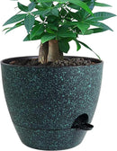 12 inch Large Self Watering Pots, Plastic Planters with 60oZ Removable Deep Reservoir and Multi Mesh Drainage Holes for Indoor Outdoor Garden Plants and Flowers, Black with Green Speckles by GreenHaven Gardens