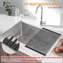 LEMIKKLE 20.5" x 13" Roll Up Dish Drying Rack Silicone Wrapped Over The Sink Dish Drying Rack Foldable Sink Drying Mat, Heat-Resistant & Anti-Rust Dish Rack for Kitchen Sink, Black by CozyNest Decor