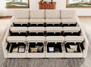 Belffin Oversized 12 Seat Modular Sectional Sleeper Sofa Convertible Sleeper Sofa with Storage Seat Large Corduroy Modular Sectional Couch for Living Room Beige by CozyNest Decor