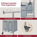 Tajsoon Laundry Sorter with Hanging Bar, 4 Section Rolling Laundry Hamper with Heavy Duty Lockable Wheels, Laundry Sorter Cart for Bathroom & Bedroom, Gray by CozyNest Decor