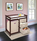 Badger Basket Modern Baby Changing Table with Laundry Hamper, 3 Storage Drawers and Pad, Diaper Change Station - Cherry/Ecru by TinyTreasures Baby Boutique