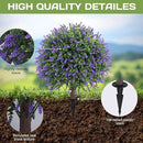 Artificial Lavender Topiary Ball Tree 25" with Ground Spike, Set of 2 Artificial Boxwood Bushes for Faux Shrubs, Fake Evergreen Faux Plant for Indoor Outdoor Porch Garden -UV Resistant–Fade-Proof by GreenHaven Gardens