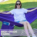 PNAEUT Double Hammocks with Stand for Outside, Portable Space Saving Heavy-Duty Steel Stand for Indoor Outdoor Patio with Carrying Bag, 450 lbs Capacity (Purple) by GreenHaven Gardens