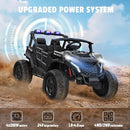 24V 2 Seater Ride on Car Truck, 4x200W, EVA Tires, 4WD/2WD, Rainbow Lights, Remote Control, Shock Absorbers, Bluetooth, Ride On UTV Toy for Kids Ages 3-8, Black by TinyTreasures Baby Boutique