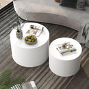 Round Coffee Table Set of 2, Modern Wooden White Nesting Coffee Tables for Living Room, No Assembly Required Circle Side Tables Set Accent End Table for Bedroom, Balcony by CozyNest Decor