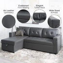 Naomi Home Transform Any Space: Sleeper Sectional Sofa with Convertible Sofa Bed & Inviting Chaise. Find Tranquil Comfort with Stress-Relieving Design & Durable Cushions - Dark Gray/Air Leather by CozyNest Decor