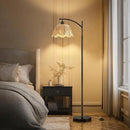 Oneach Arc Floor Lamp for Living Room,Rattan Boho Floor Lamp with Hand-Woven Wicker Shade, Foot Switch,Black Metal Base & Pole,Farmhouse Standing Lamp for Bedroom Corner,Reading by CozyNest Decor