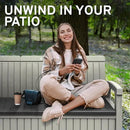 EconoHome 3 Seat Outdoor Storage Bench with Rain Cover - 90 Gallon Capacity - Weatherproof Resin Bench for Patio, Porch, Garden, Yard, Pool Area - Furniture for Pool Accessories, Gardening Tools by GreenHaven Gardens
