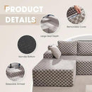 Hobestluk 96” Modular Sectional Sofa Couches L-Shape Couch 3 Seat Modular Sofa Memory Foam Sectional Couches for Living Room, Cloud Couch with Oversized Chaise (Grey, Checked (Left Facing Chaise)) by CozyNest Decor