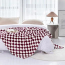 LOMAO Throw Blankets Flannel Blanket with Checkerboard Grid Pattern Soft Throw Blanket for Couch, Bed, Sofa Luxurious Warm and Cozy for All Seasons (Burgundy, 50"x60") by CozyNest Decor