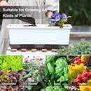Window Box Planter 8 Pcs, 17 Inches Rectangle Flower Pots with Drainage Holes and Trays, Vegetable Planters for Windowsill Patio Garden Balcony Home Porch Yard Indoor Outdoor (White) by GreenHaven Gardens