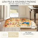 Floral 2x6 Area Rug Machine Washable Soft Print Boho Carpet Non Slip Doormat Low Pile Flower Area Rugs for Living Room Bedroom Nursery Kitchen Dining Room Indoor-Yellow/Orange by TinyTreasures Baby Boutique