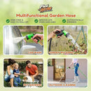 Flexi Hose with 8 Function Nozzle, 100FT - Lightweight Expandable Garden Hose, No-Kink Flexibility, 3/4 Inch Solid Brass Fittings and Double Latex Core by GreenHaven Gardens