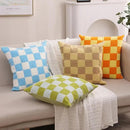 Alysheer Checkered Embroidered Decorative Throw Pillow Covers 18"x 18" Set of 2, Farmhouse Boho Orange Yellow Plaid Tufted Patterned Cotton Canvas Cushion Case for Sofa Couch Bed Living Room Outdoor by CozyNest Decor
