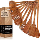 Teak Wooden Cooking Utensils Set, 10 Piece Premium Kitchen Cookware, Non-Scratch Wooden Spoons for Cooking, Perfect for Cooking and Serving by CozyNest Decor