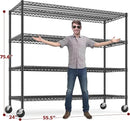 REIBII 75.6" H Storage Shelves Wire Shelving Unit with Wheels 2500LBS Garage Shelving Heavy Duty Metal Shelves for Storage Rack Adjustable Pantry Shelf Commercial Shelving, 75.6" H X 55.5''W X 24" D by CozyNest Decor
