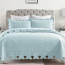MarCielo 3-Piece 100% Cotton Oversized Bedspread Lightweight Quilt Coverlet Embroidery Farmhouse Bedding Set (TW Mint Green Blue, Oversized King (118"x106")) by CozyNest Decor