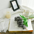 Mandy's Artificial Tulips 20 Stems Dark Grey PU Faux Flowers for Wedding Home Decor 13.5 Inch by CozyNest Decor