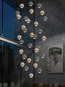 Farmhouse Crystal Chandelier, Luxury Hanging Lights High Ceiling Pendant Lighting for Foyer Staircase 32 Lights Black and Gold Dimmable 2700k-6000k by CozyNest Decor