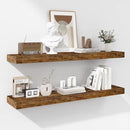 Fun Memories 36 Inch Floating Shelves - Deep Rustic Wooden Wall Shelves - Extra Deeper & Thicker Wall Mounted Storage Shelf for Bedroom, Kitchen, Farmhouse - 2 Pack, Rustic Brown by CozyNest Decor
