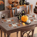XCHI Spooky Skeleton Ghost Pumpkin Halloween Round Placemats Set of 4 Table Mats for Party Home Kitchen Dining Table Decorations 14x14 Inch by CozyNest Decor