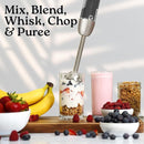 Zulay Immersion Stick Mixer Hand Blender - 800 Watts, Turbo Mode, 5-ft Power Electric Cord, Handheld Portable, Stainless Steel Blades - For Effortless Blending Smoothie, Soup, Baby Food, Puree - Gray by TinyTreasures Baby Boutique