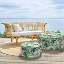 Inflatable Ottoman Stool D31 xH14 for Outdoor/Indoor Use, Water Repellent Patio Foot Rest Stool with Portable Handle,Round Pouf Ottoman Suitable for Garden,Deck and Camping - Lush Leaf Green by CozyNest Decor