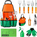 UKOKE Garden Tool Set, 12 Piece Aluminum Hand Tool Kit, Garden Canvas Apron with Storage Pocket, Outdoor Tool, Heavy Duty Gardening Work Set with Ergonomic Handle, Gardening Tools for women men by GreenHaven Gardens