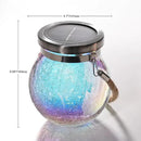 Cooo 6 Pack Solar Lantern Outdoor Waterproof Iridescent Crackle Glass with 215% Larger Solar Panel, Stainless Steel Lid – Rainbow Glass Hanging Light with Cool White LED for Garden Patio Table by CozyNest Decor