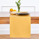 Solino Home Linen Table Runner 90 Inches Long - 100% Pure Linen Mustard Yellow Table Runner 14 x 90 Inch - Fete by CozyNest Decor