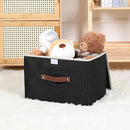 ANMINY Storage Bin with Lid Storage Boxes with PU Leather Handles PP Plastic Board Decorative Foldable Lidded Cotton Linen Fabric Home Cubes Baskets Closet Organizer Container - Black, Large Size by TinyTreasures Baby Boutique