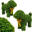 2 Pcs Artificial Bunny Shaped Topiary Trees, Artificial Green Boxwood Bunny Decorations with Gold Bow, Perfect for Indoor & Outdoor Front Porch, Easter& Garden Decor (Boxwood Dog Tree) by CozyNest Decor