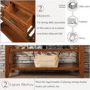 Solid Wood Console Table Entryway Table with Storage Drawers and Shelves Sofa Tables (42" Brown)