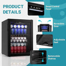 EUHOMY 100 Can Beverage Refrigerator cooler-Mini Fridge Glass Door for Beer Drinks Wines, Freestanding Beverage Fridge with Adjustable Shelves Blue LED for Home/Office/Dorm/Bar, 2.7 cu.ft by CozyNest Decor