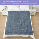 Bigacogo Chunky Knit Throw Blanket for Couch, 51x63 inches, 100% Hand Knitted with Thick Jumbo Chenille Yarn, Cozy Soft Large Rope Knot Cable Crochet Blankets for Sofa Bed Living Room, Cold Sea Blue by CozyNest Decor